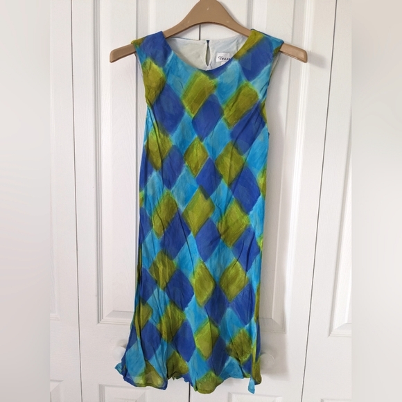Anthropologie Dresses & Skirts - Tessuto Sleeveless Rayon Mini Dress, Argyle Blue Green, S
